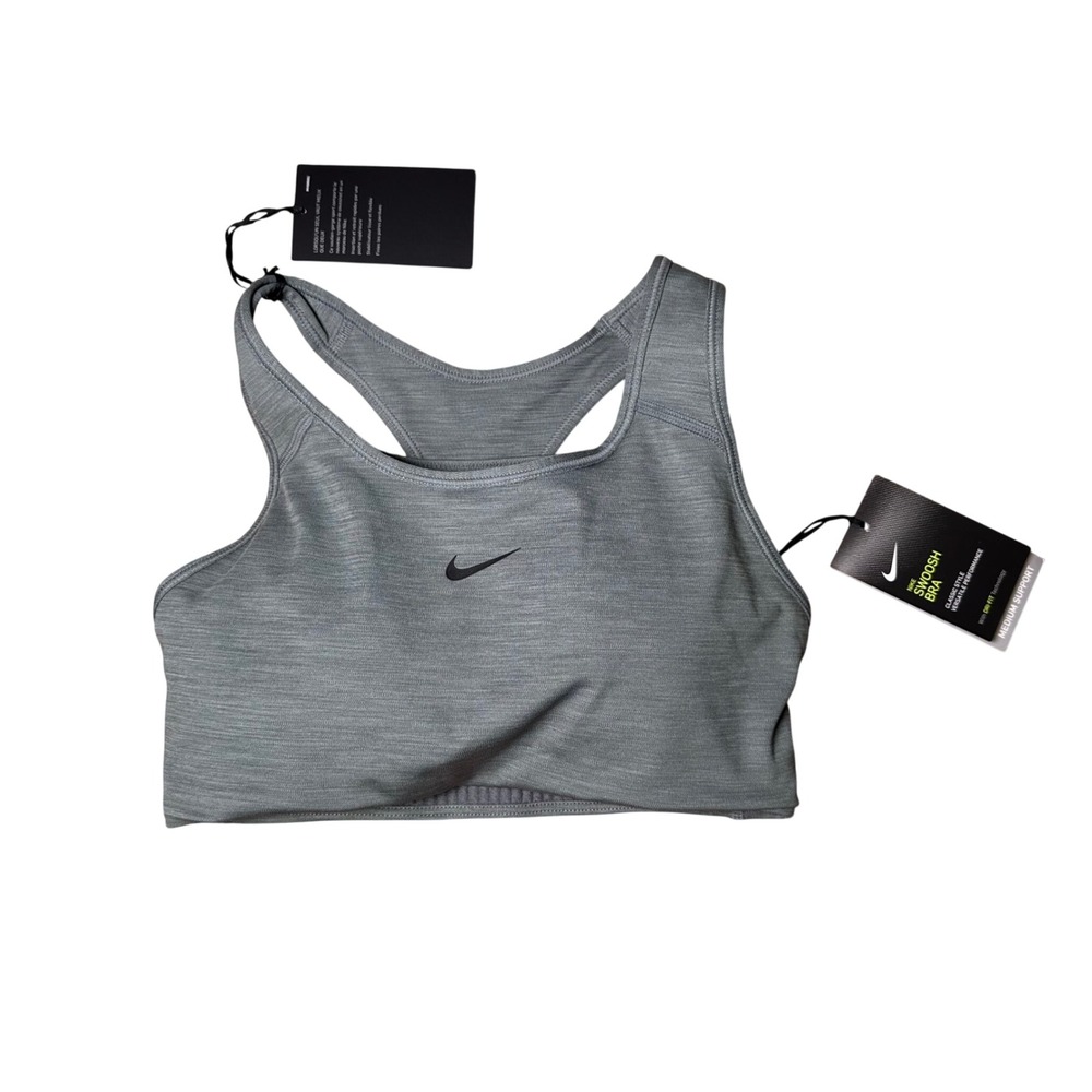 Nike Womens Swoosh Medium Support Dri-FIT Sports Bra Grey Size M NWT